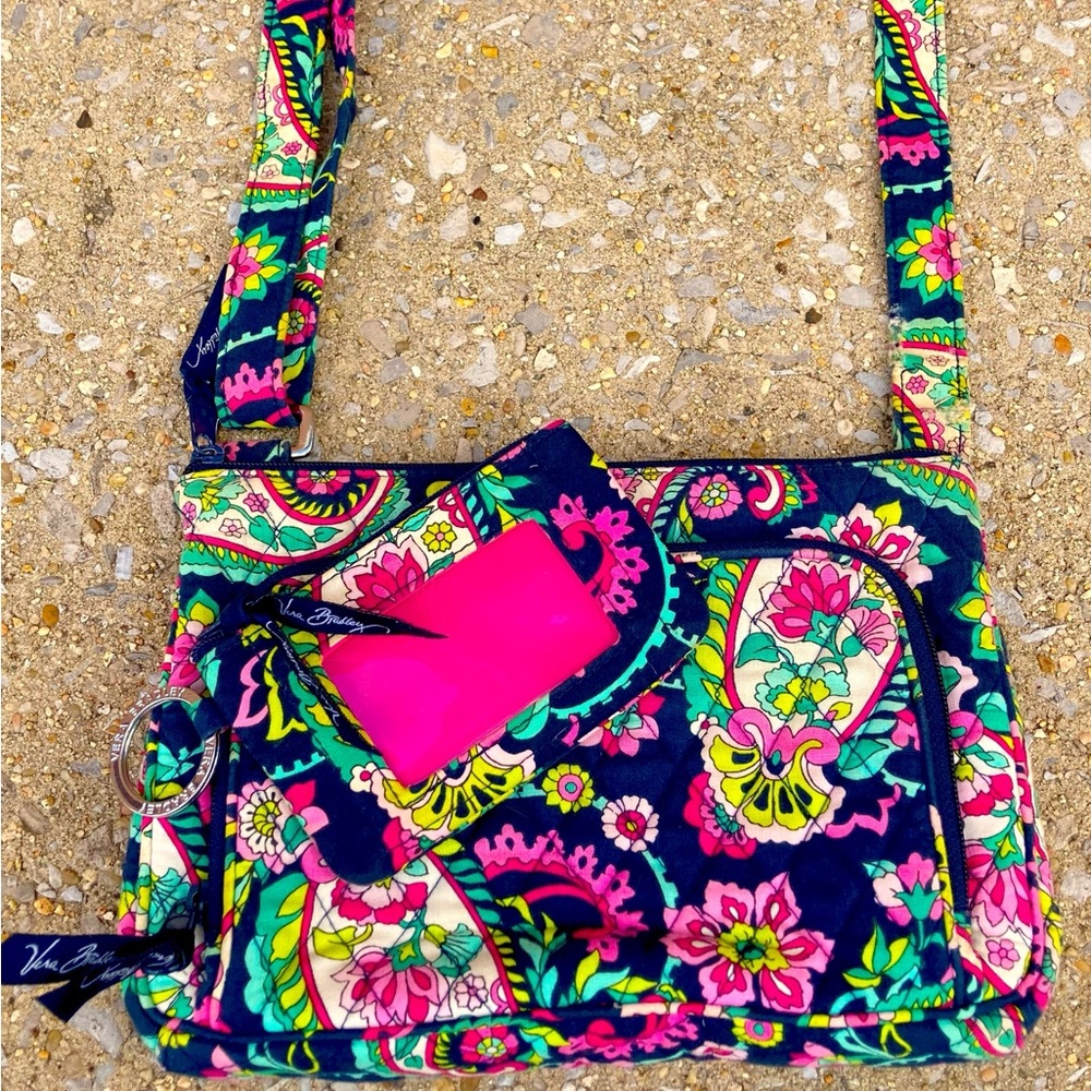 Vera Bradley floral  medium size Crossbody Bag + Wallet to match